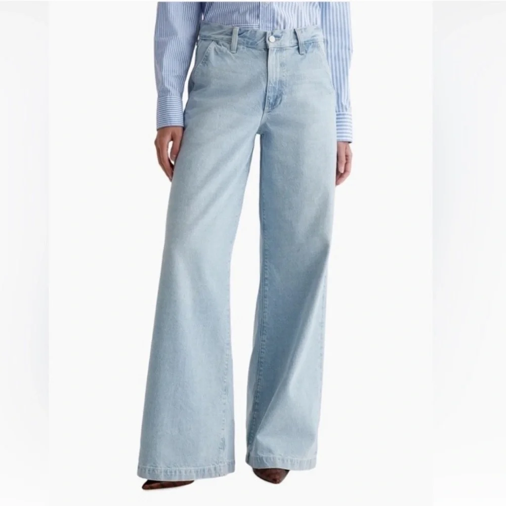 NWT AG Stella Low Slung Palazzo Jeans Light Wash Wide Leg 32 - Picture 1 of 8